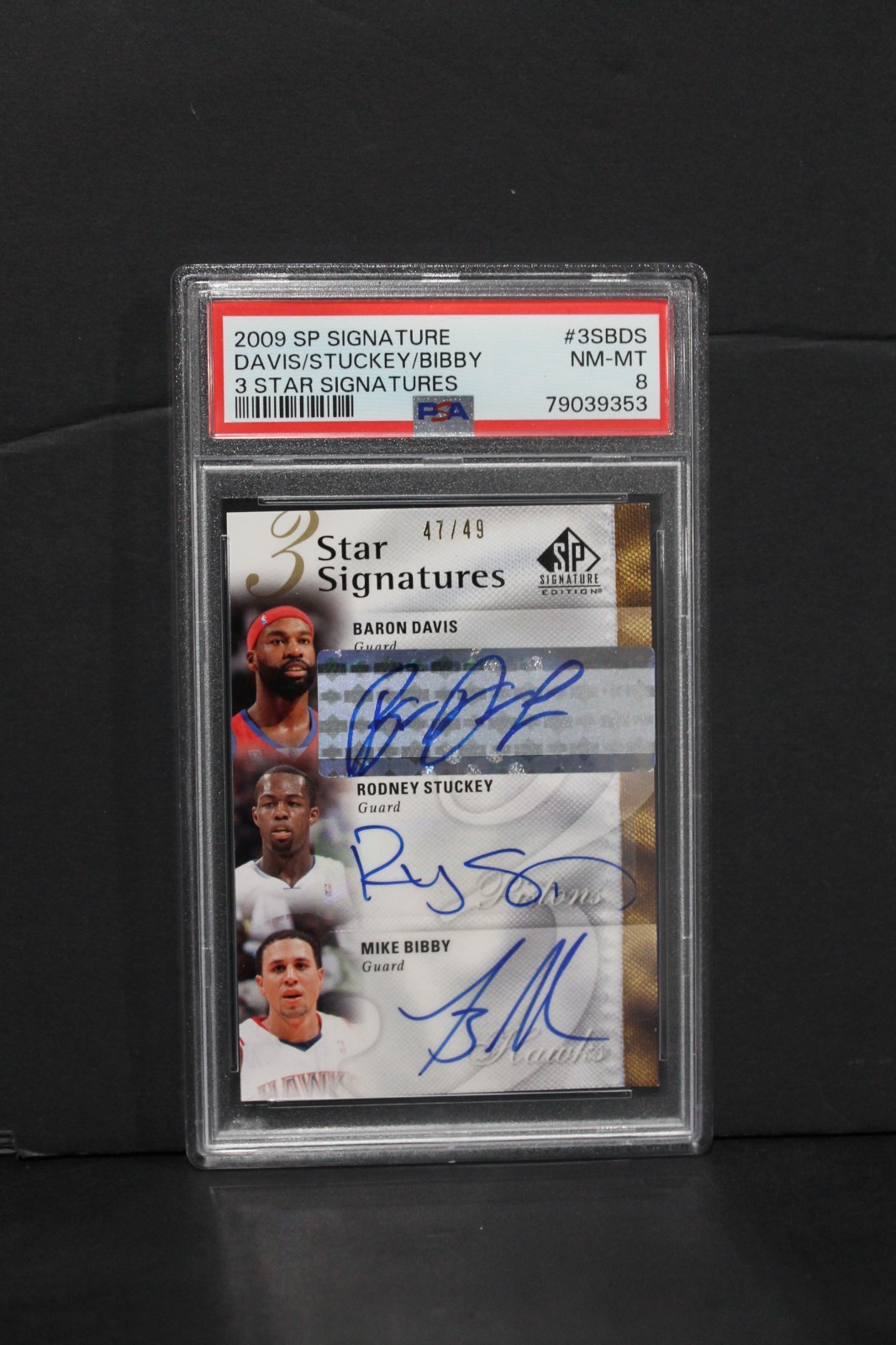 2009 Upper Deck SP 3 Star Signature Bibby Davis Stuckey #47/49 Triple Auto PSA8 view 4