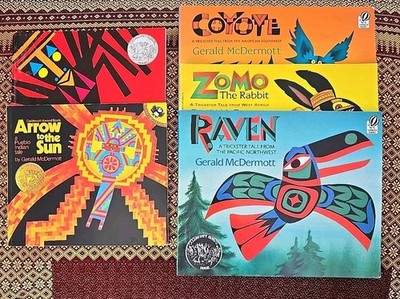 Lot 5 GERALD McDERMOTT Picture Books Anansi Arrow Coyote Zomo Raven PB  