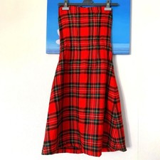 D&G Dress M Size Rare Red Green Check Pattern Flare Strapless Corset Style Rare 