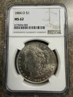 1884-O Morgan Silver $1 Dollar NGC Certified MS 62