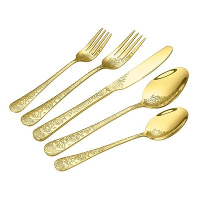 20 Pcs Gold Silverware Set for 4, Food Grade Stainless Steel Flatware Set, Ea...