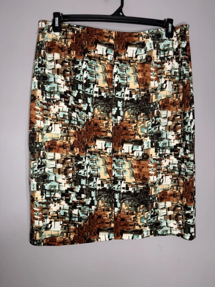 Falda Lápiz Betsey Johnson Multicolor Geo Estampado Talla XL Boho Punk Arte Foto 3 de 4