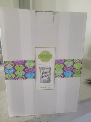 SCENTSY Hello Spring Wax Warmer & Cement Base Set Retired Used