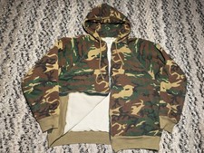 Vtg 80s 90s Rothco Thermal Lined Double Face Duck Camo Full Zip Hoodie Mens Lrg