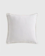 Quince Home European Linen Piped Euro Sham White/Toffee Bedding 1Pc