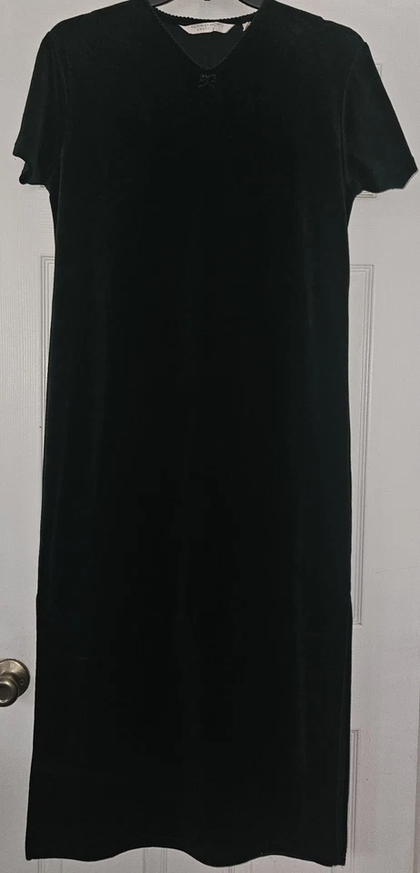 Vestido De Colección Años 90 Victoria's Secret Country Terciopelo Verde Esmeralda Oscuro Romántico L Foto 3 de 4