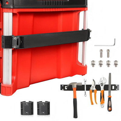 Magnetic Tool Holder Bar Compatible with Milwaukee Packout, Drill-Free Mount
