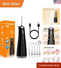 Portable Oral Irrigator with USB-C Charging, 5 Rotating Tips & 300ml Water Tank