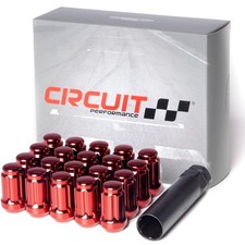 Spline Drive Tuner Acorn Lug Nuts Red 12x1.5 Forged Steel (20pc + Tool)