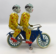 DBS Duett 8  Tin Toy 2 Clowns Tandem Bicycle 1900s Repro Germany VG Condition