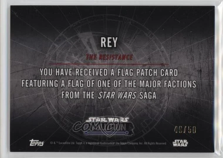 2016 Topps Star Wars Evolution Commemorative Flag Silver /50 Rey Patch 1j8 - Image 2 of 3