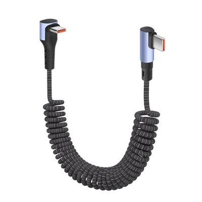 USB C Spiral Kabel Schnellladung Geflochten 90 Grad 100W 0,3-1,5M Ladekabel