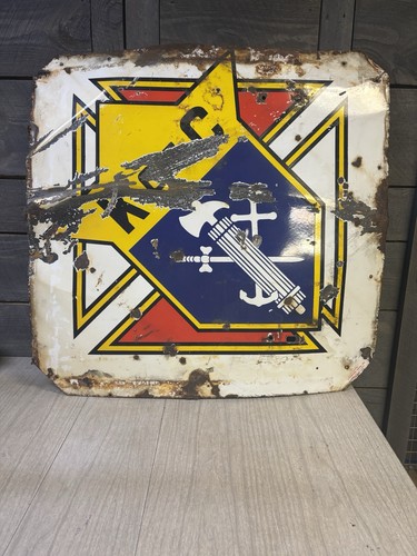 Vintage Porcelain Metal Sign Advertising K of C Knights of Columbus 36”x36”