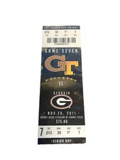 CFB 2011 11/26 Georgia Tech at Georgia Bulldogs Football Ticket Stub