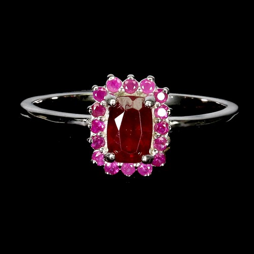 925 Sterling Silver Ring Octagon Ruby 6x4mm Ruby Diamond Cut Gemstone ...