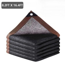 8.2' x 16.4' 90 Black Sunblock Shade Cloth Taped Edge w/ Grommets UV Resistant