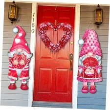 2 Pcs Valentine's Day Hanging Sign Valentine Front Door Decorations, Gnome