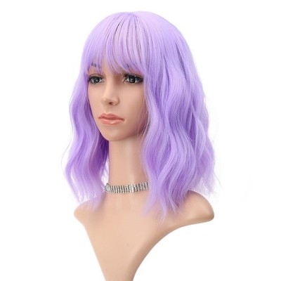 12'' Purple Curly Wavy Wig for Women Halloween Cosplay 88E081789