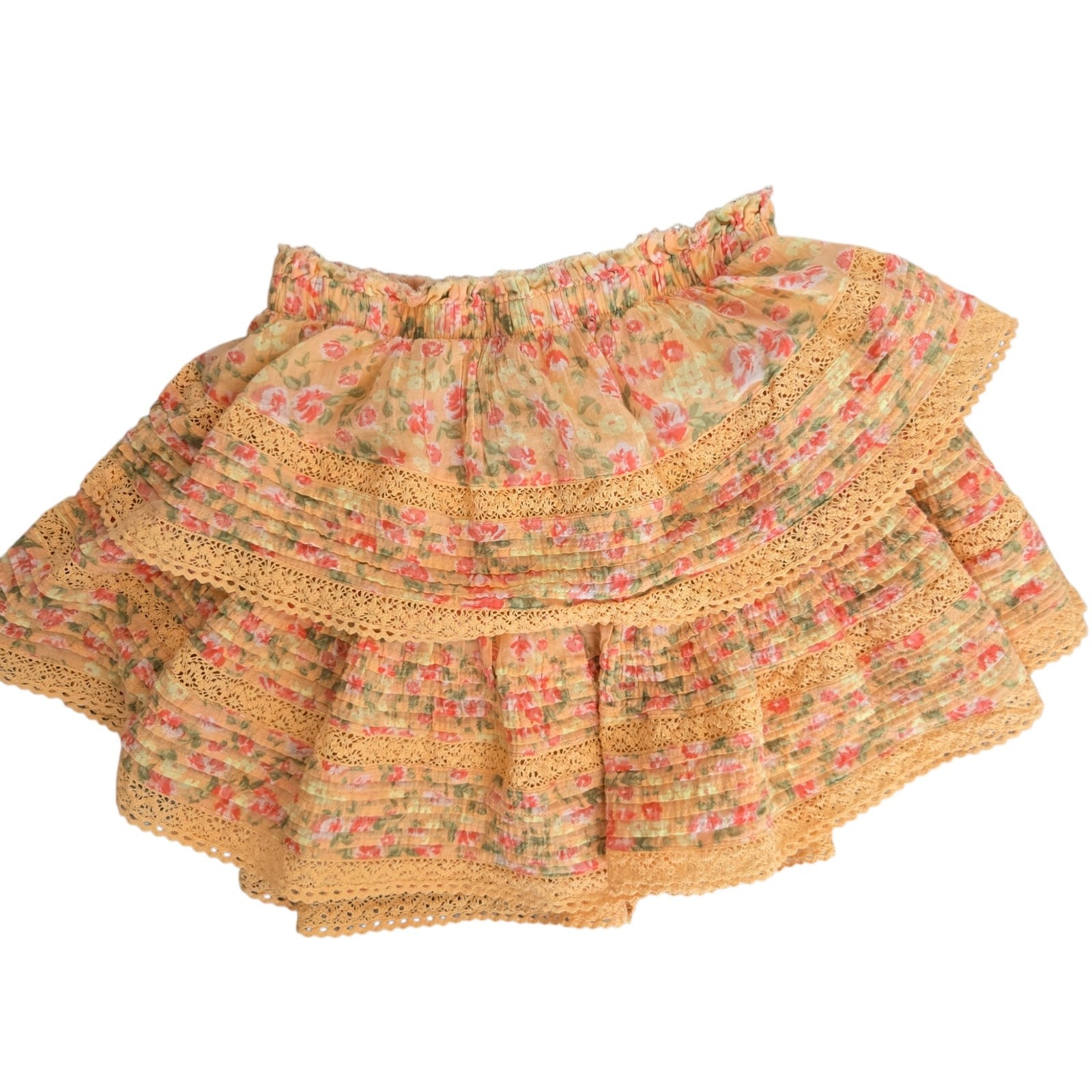 Aerie Rock n Ruffle Tiered Floral Mini Skirt Lace Summer Vacation Women Small