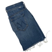 MOTHER The Snap Down Mini Skirt Denim Button Front Heart Of Glass Sz 24