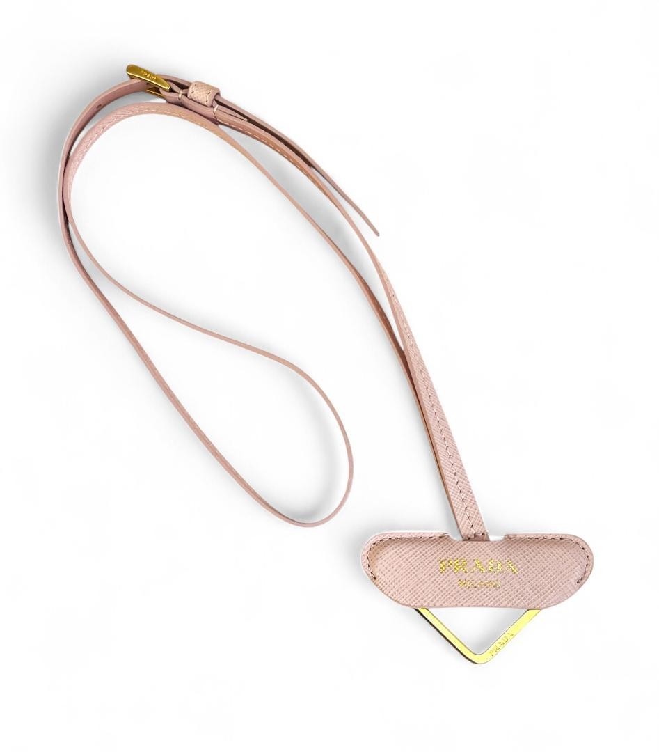 Prada Leather Key Ring Neck Strap Charm Pink