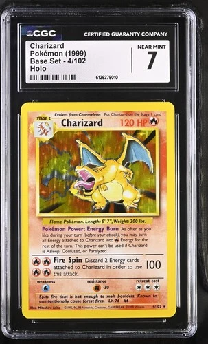 CGC 7 Charizard 1999 Base Set 4/102 Holo Pokemon Card