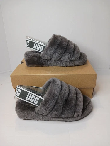 Slide UGG donna Fluff Yeah grigio antracite taglia 6 scivolo comodo