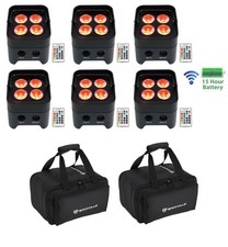  6 Rockville BEST PAR 50 Rechargeable Par Wash Lights Wireless DMX RGBWA UV Bag