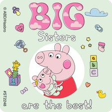 25 Licensed Peppa Pig Big Sisters Stickers, 2.5" x 2.5" each, Party Favors