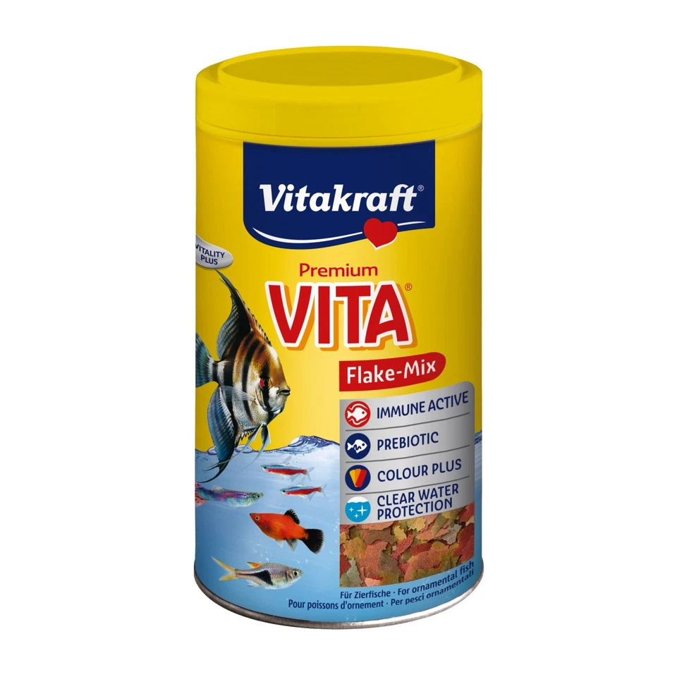 VITAKRAFT VITA Flockenfutter-1000 ml- Fischfutter Guppys Platys Skalare Salmler