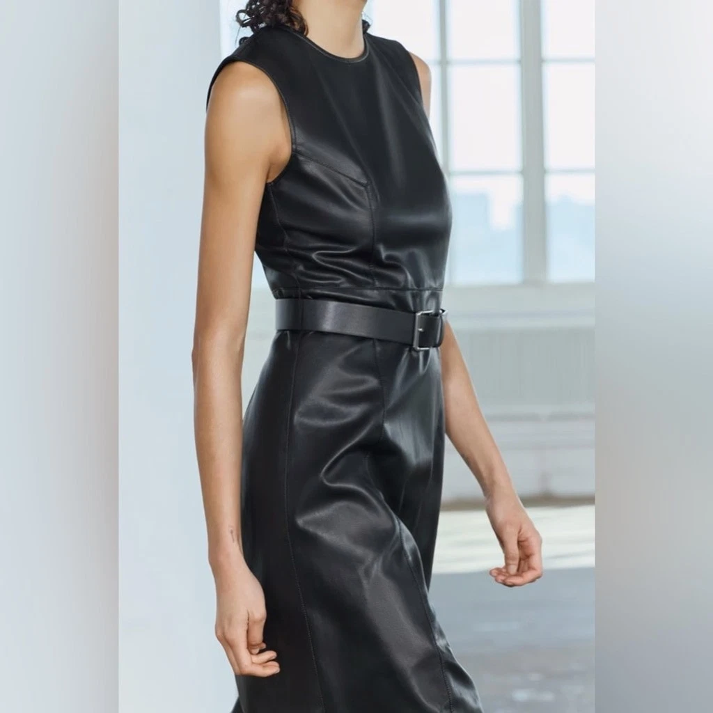 zara leather peplum dress Zara - Ruffled Dress Zw Collection - Mid-Blue