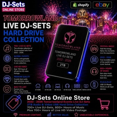 Tomorrowland Live Events DJ-Sets PORTABLE 2TB USB3 HARD DRIVE (2022 - 2026)