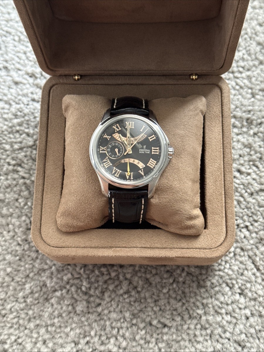 Festina Dual Time F16275 Brown Leather Men's Watch for sale online