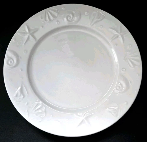 SET OF 4 THOMSON POTTERY SEASHELLS SALAD PLATES 8 3/8" WHITE