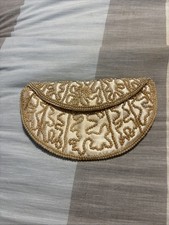Vintage Cream White Beaded Evening Bag Purse Handbag Clutch Made In Japan