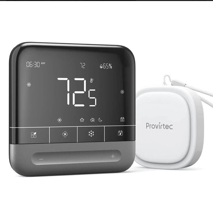 Provirtec Smart Thermostat for Home with Room Sensor, 7 Days Black