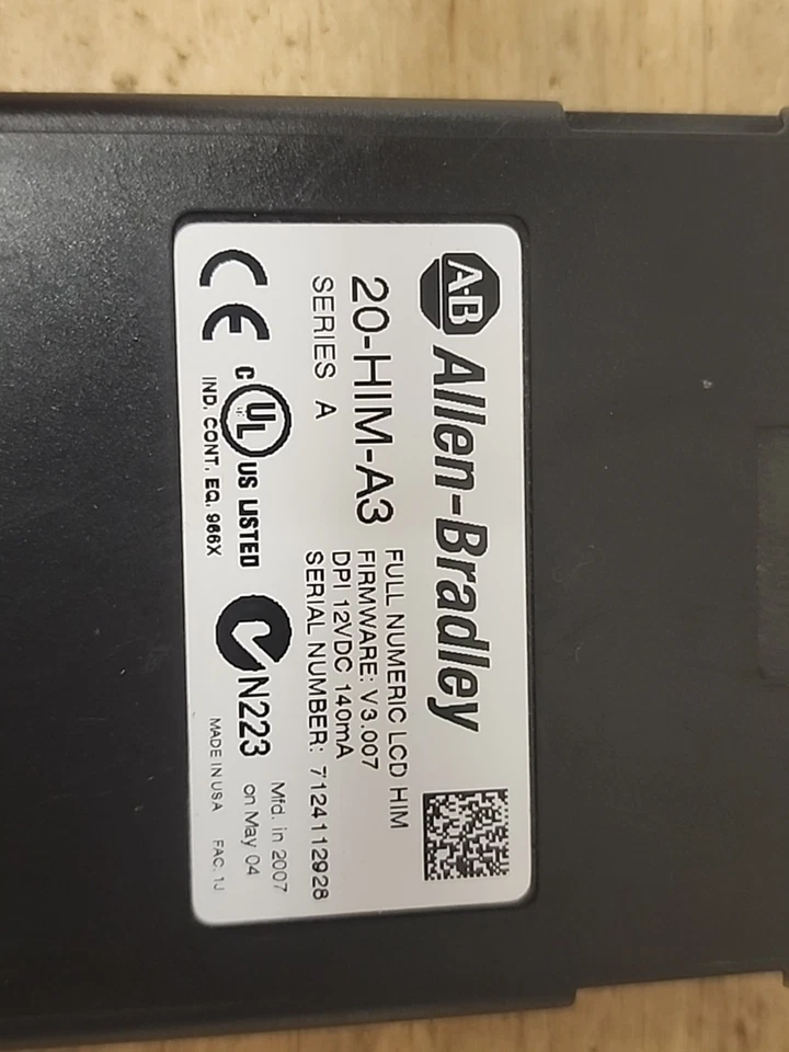 USED 🔧 Allen-Bradley 20-HIM-A3 Series A LCD HIM Module V3.007 12VDC USA - Image 3 of 3