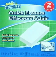 Scrub Buddies Quick Erasers - 2 Pack - White Vinyl & Plastic Rectangular ERASER 