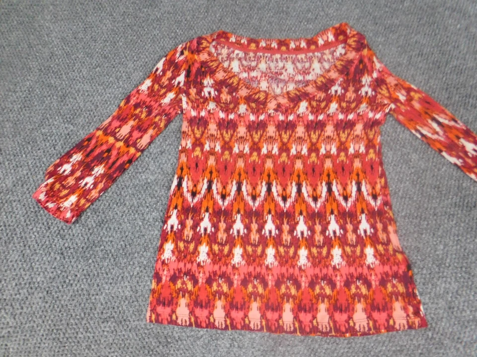 Blusa para mujer Nicole Miller pequeña roja jersey elástico naranja Foto 4 de 4