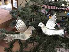Hand Crafted New Mexico Tinwork Dove pair christmas ornaments free shipping