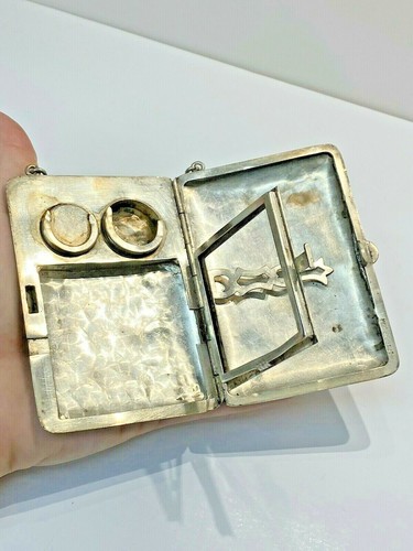Borsa Monete Argento Sterling Antica Compatta Pergamena Floreale Monogrammata Bill 110421 - Foto 5 di 9