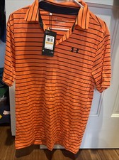 Men  s Under Armour The Playoff Polo Size Small Neon Orange Stripe