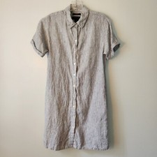 Tahari Dress Womens S Linen Shirt Dress Button Beach Coverup Boho Pool to Party