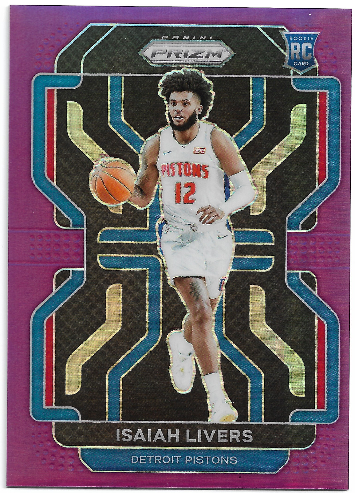 2021-22 Panini Prizm Purple Prizm Isaiah Livers #296 /99 RC Pistons