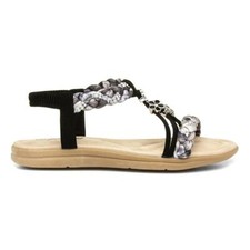 Lilley Womens Sandals Black Adults Ladies Flat Slip On Plaited SIZE