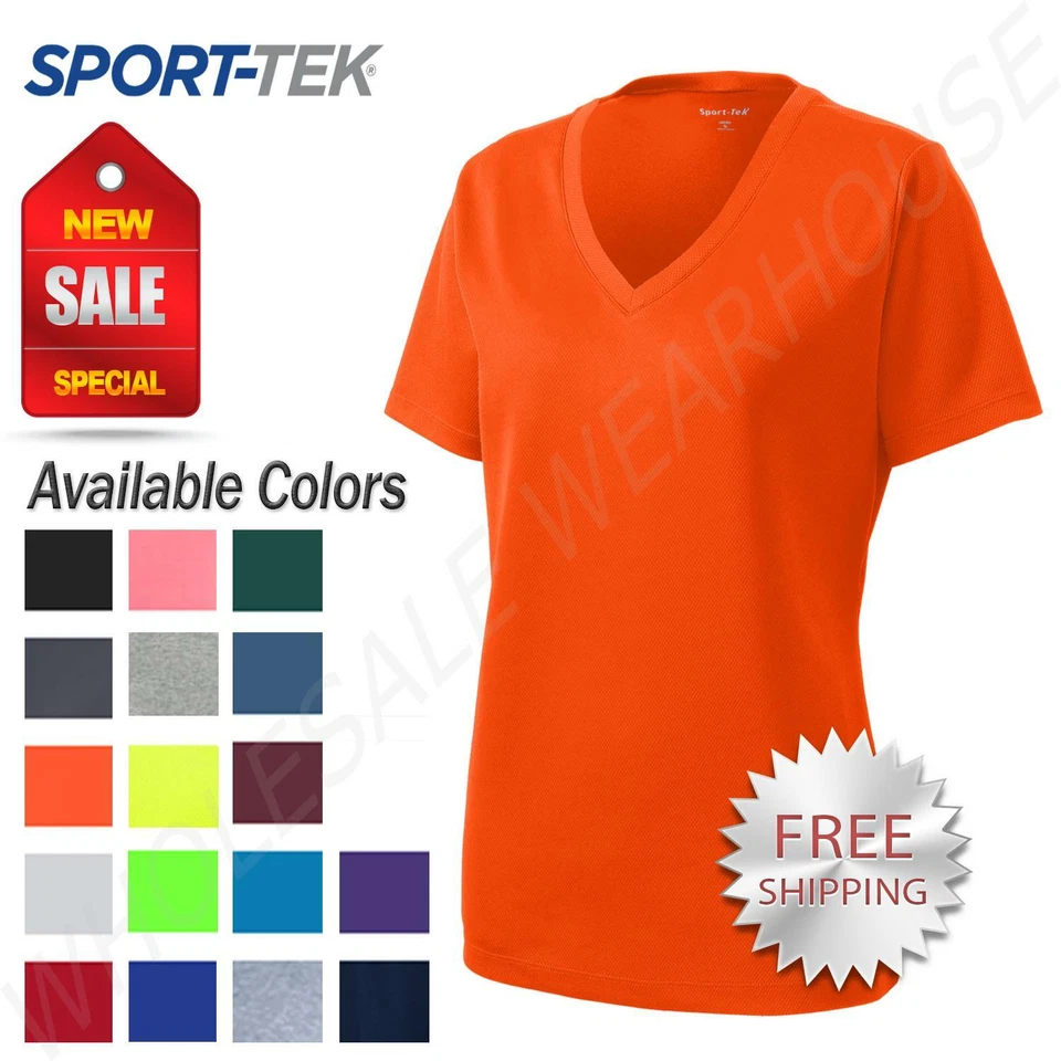 Sport-Tek Women's Dry-Fit V-Neck RacerMesh Moisture Wicking T-Shirt M-LST340