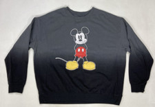 Disney Mickey Mouse Graphic Crewneck Sweatshirt Women XXL Gray Black