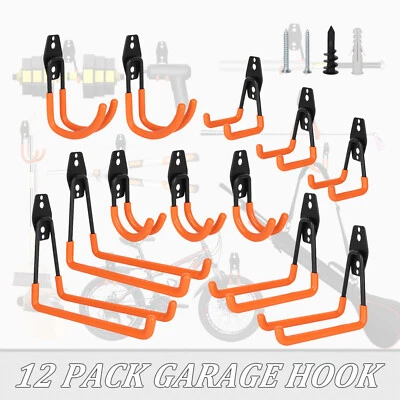 AAIWA 12 Pack Garage Tool Organizer Wall Mount Hooks Adjust Storage Holders Garden