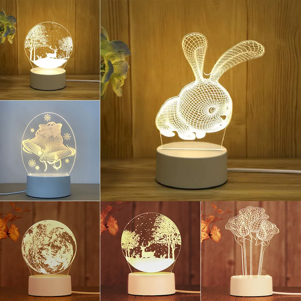 Lampe 3D acrylique DEL veilleuse décoration de fête de Noël cadeaux pour  garçons filles NEUF