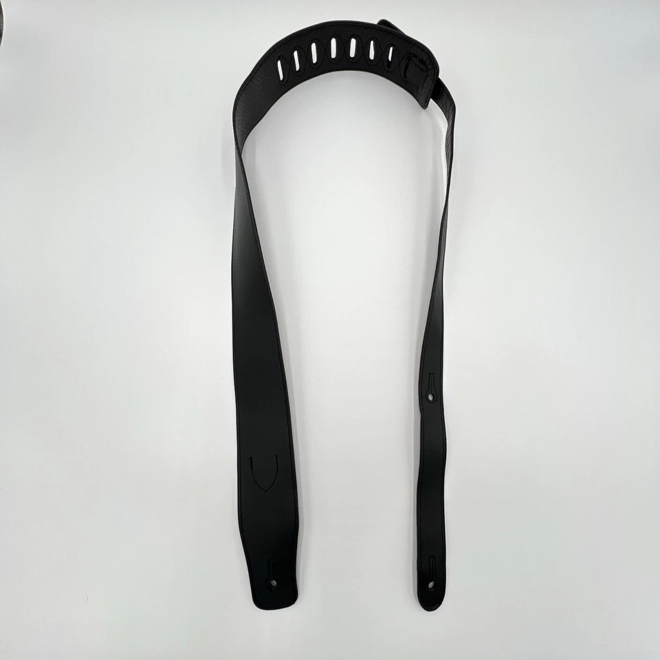 Correa de Guitarra de Cuero Vegano P&P Patrón de Piel de Serpiente Negra Cinturón Ajustable 58 pulgadas Foto 4 de 4